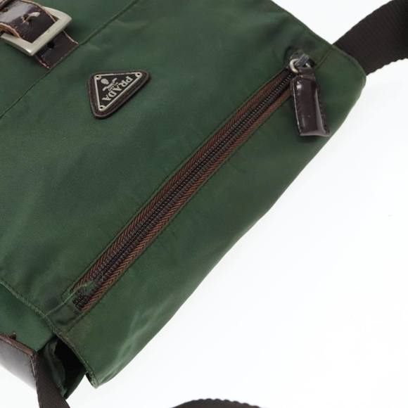 PRADA Shoulder Bag Nylon Green Brown Silver Auth bs18578 - Picture 6 of 16